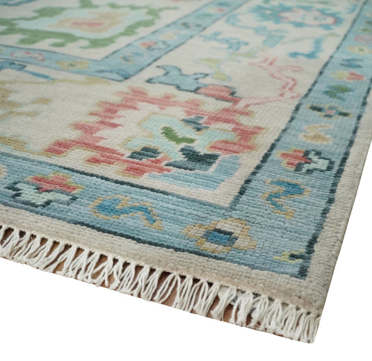 Custom Made Colorful And Vibrant Traditional Hand Knotted Oushak Wool Area Rug