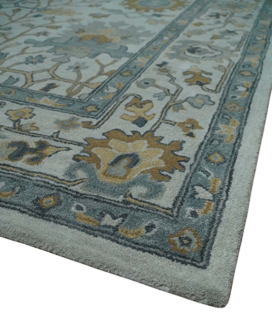 Silver, Gray And Beige Hand Tufted Oushak 8x10 ft Bedroom, Living Room Rug Wool Area Rug