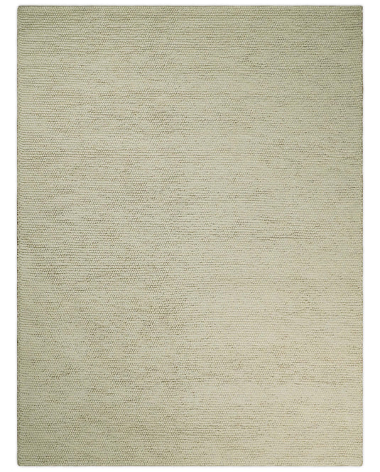 Available in USA Hand-Woven Solid Ivory 5x8,6x9, 8x10,9x12 ft Bedroom, Living Room Rug, kids Room Wool Area Rug | AADOV1