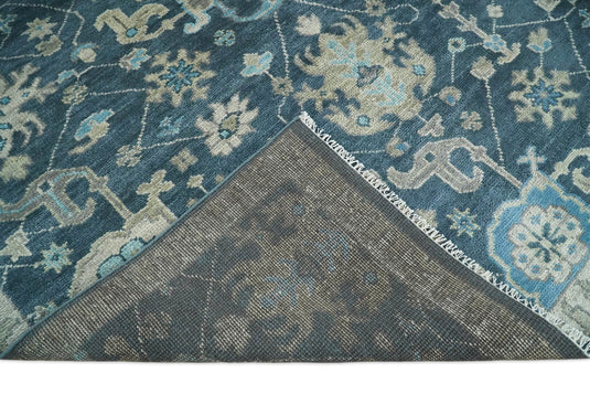 Vintage Antique Hand knotted Oushak Blue and Camel Wool Area Rug, 4X6,5X7, 5x8, 6x9, 8x10, 9x12 and 10x14, Living Room Rug | CP8S