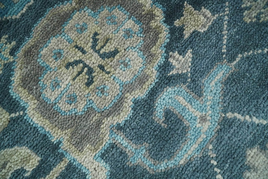 Vintage Antique Hand knotted Oushak Blue and Camel Wool Area Rug, 4X6,5X7, 5x8, 6x9, 8x10, 9x12 and 10x14, Living Room Rug | CP8S