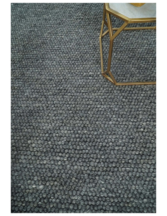 Available in USA Hand-Woven Solid Charcoal and grey 5x8, 9x12 ft Bedroom, Living Room Rug, kids Room Wool Area Rug | AADOV2