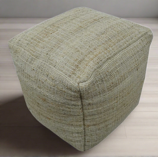 Natural Brown And Beige Jute Boho Pouf Footstool, Seat, Foot Rest Living Room, Bedroom