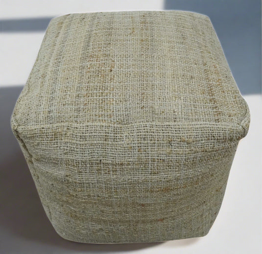 Natural Brown And Beige Jute Boho Pouf Footstool, Seat, Foot Rest Living Room, Bedroom