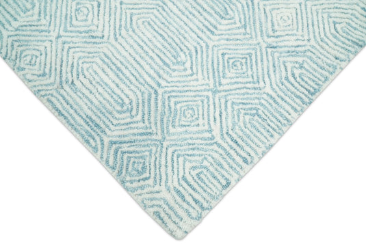 Available in USA Hand-Tufted  modern Ivory and Aqua Blue 5x8, 8x10 ft Bedroom, Living Room Rug, kids Room Wool Area Rug -AAEVE003- (FC)