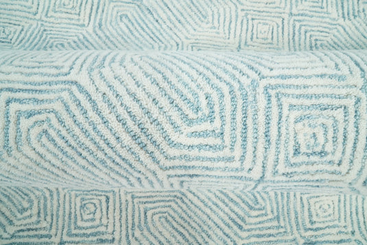 Available in USA Hand-Tufted  modern Ivory and Aqua Blue 5x8, 8x10 ft Bedroom, Living Room Rug, kids Room Wool Area Rug -AAEVE003- (FC)