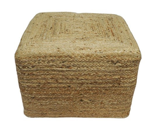 Natural Brown Hand Braided Jute Boho Pouf Ottoman Footstool, Seat, Foot Rest Living Room, Bedroom- (FC)