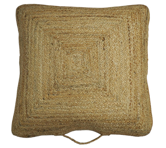 Natural Brown Jute Hand Braided Boho Pouf Ottoman Footstool, Seat, Foot Rest Living Room, Bedroom- (FC)