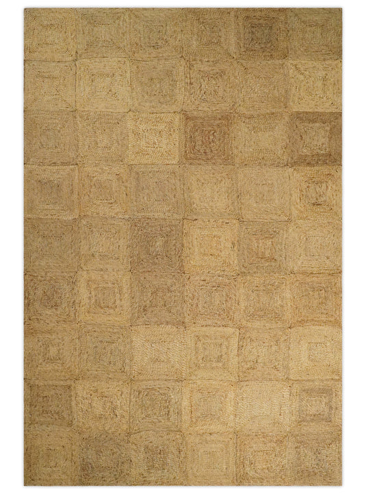 Available in USA Handmade Brown Checkerboard Pattern 100% Natural Bedroom, Living Room Rug, kids Room Natural Jute Area Rug -AAJR16- (FC)