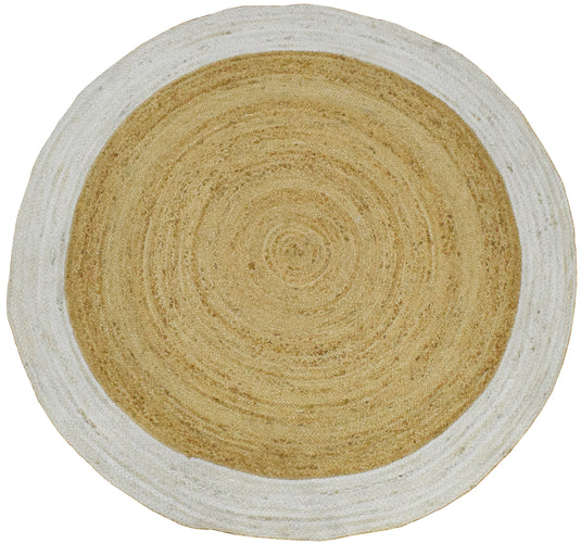 Available in USA Hand Braided Brown and White 100% Natural Bedroom, Living Room Rug, kids Room Natural Round Jute Area Rug -AAJR4- (FC)