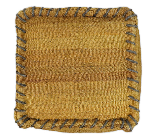 Natural Brown And Yellow Jute Boho Pouf Footstool, Seat, Foot Rest Living Room, Bedroom