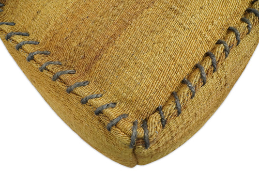 Natural Brown And Yellow Jute Boho Pouf Footstool, Seat, Foot Rest Living Room, Bedroom