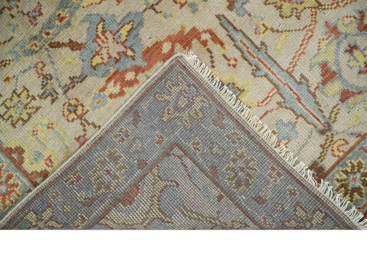 Custom Made Rust, Beige And Blue Traditional Hand Knotted Wool Area Rug