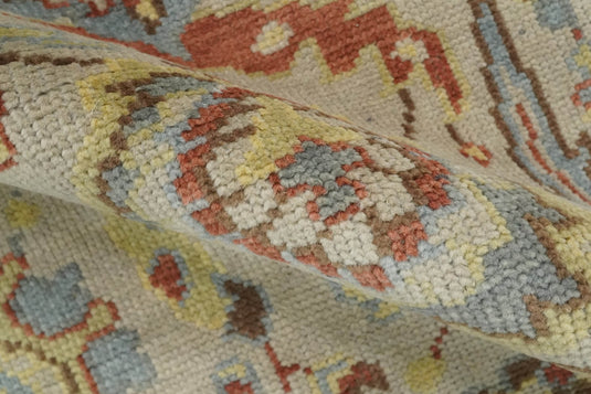 Custom Made Rust, Beige And Blue Traditional Hand Knotted Wool Area Rug