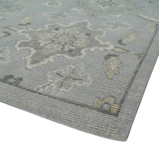 Turkish Antique Silver, Brown And Beige Hand Knotted 8x11 ft Bedroom, Living Room Rug Wool Area Rug