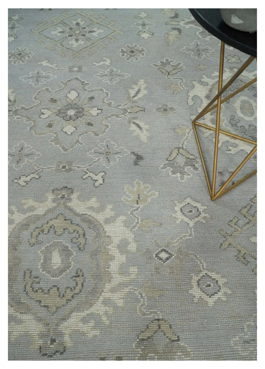 Turkish Antique Silver, Brown And Beige Hand Knotted 8x11 ft Bedroom, Living Room Rug Wool Area Rug
