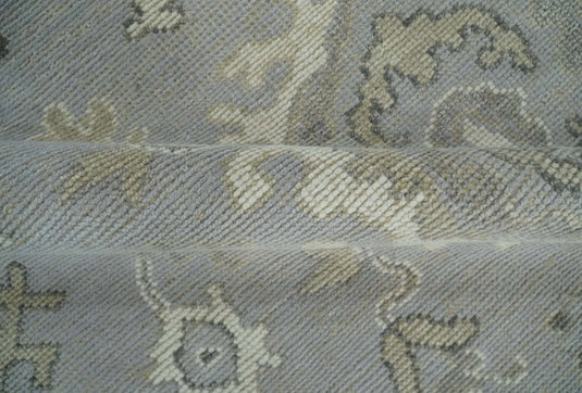 Turkish Antique Silver, Brown And Beige Hand Knotted 8x11 ft Bedroom, Living Room Rug Wool Area Rug