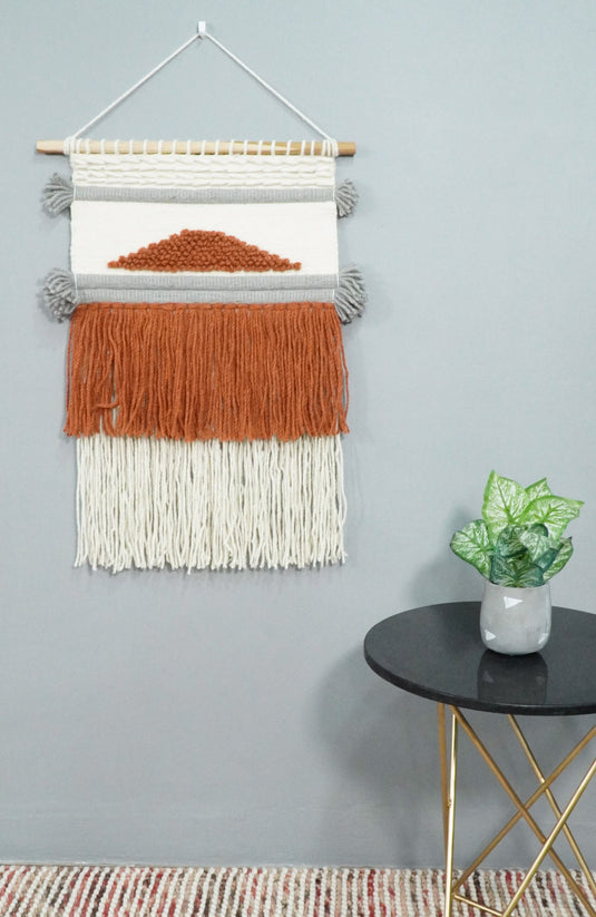 2x3 WALL HANGING | WHITE TERRACOTTA HANDWOVEN BOHO WH3