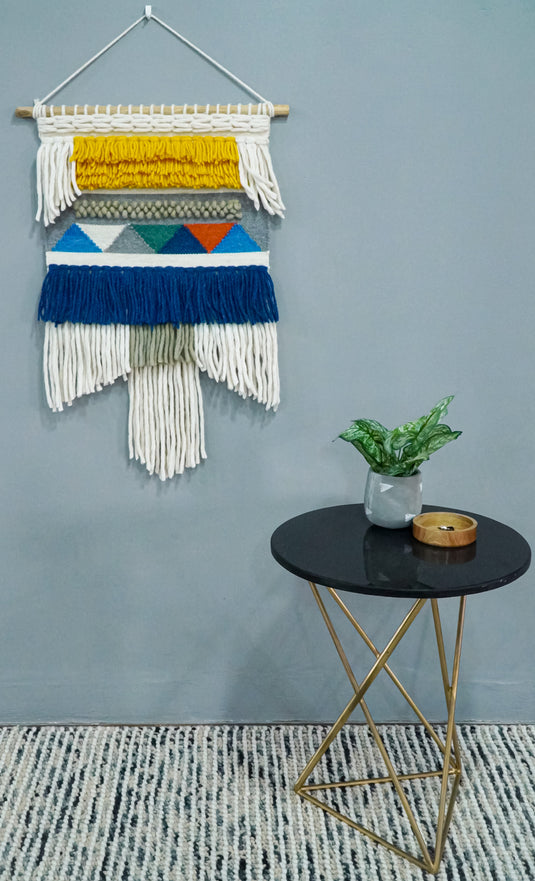 2x3 WALL HANGING | GREY BLUE HANDWOVEN BOHO WH2