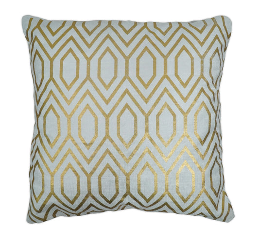 White and Gold Geometric Printed Pillow Cover, Cushion Cover | PL09