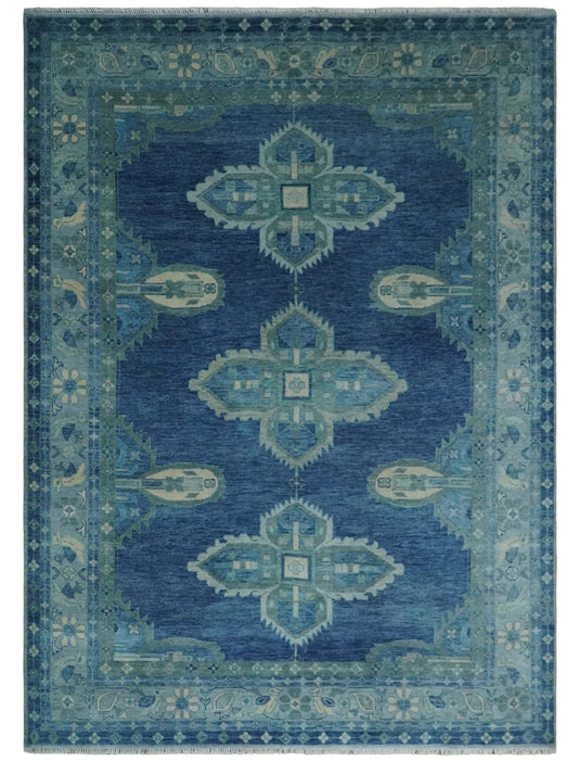 HandKnotted Heriz Serapi Rug Blue, Silver and Brown Ideal for Living, Bedroom, and Dining Rooms 5x8, 6x9, 8x10, 9x12 and 10x14 Wool Rug