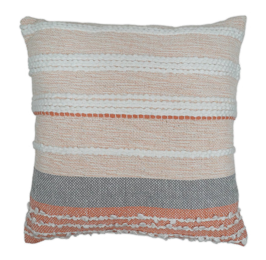 Peach and White Bohemian Woven Pillow Cover, Cushion Cover | PL22