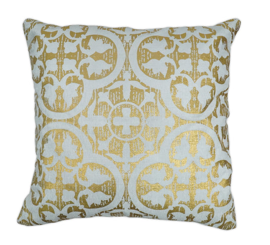 White and Gold Printed Pillow Cover, Cushion Cover | PL08