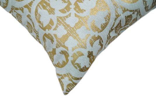 White and Gold Printed Pillow Cover, Cushion Cover | PL08