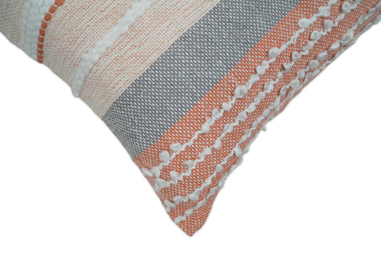 Peach and White Bohemian Woven Pillow Cover, Cushion Cover | PL22