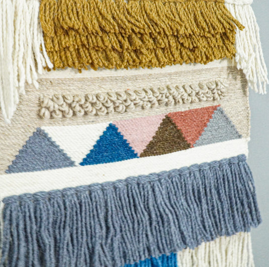 2x3 WALL HANGING | BEIGE BLUE HANDWOVEN BOHO WH5- (FC)