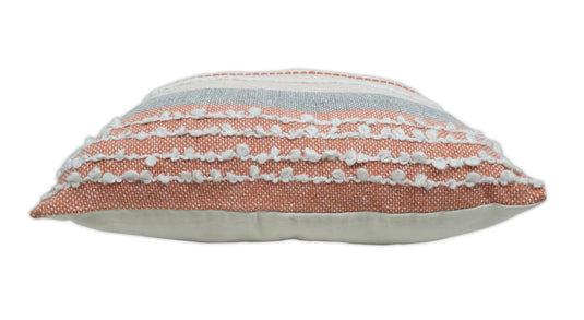 Peach and White Bohemian Woven Pillow Cover, Cushion Cover | PL22