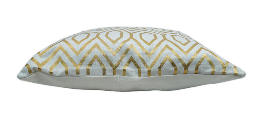 White and Gold Geometric Printed Pillow Cover, Cushion Cover | PL09