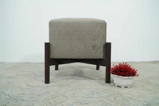 Handmade Gray Velvet Stool | Ottoman | Footstool | Small Velvet Seat