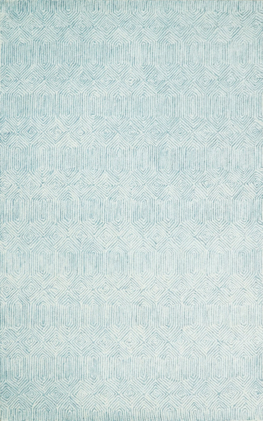 5x8 and 8X10 Ivory Blue Handtufted Diamond Rug