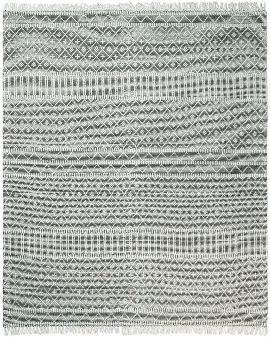 4x6 , 5x8 and 8X10 Ivory Black Handwoven Rug