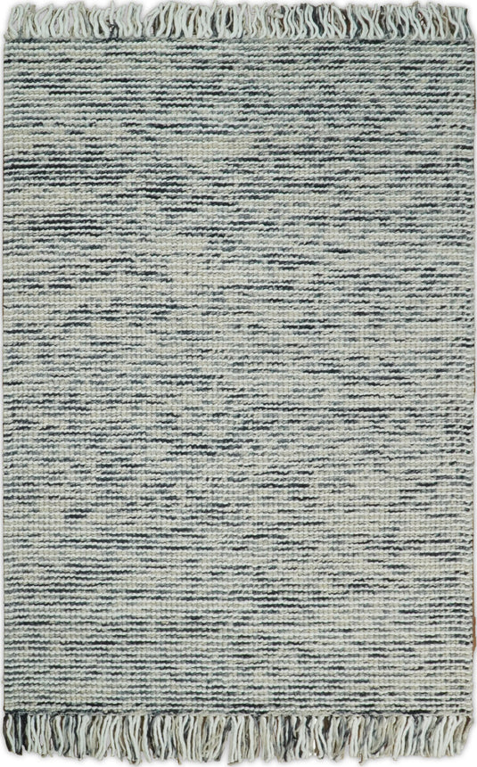 5x8 and 8X10 White Blue Handwoven Rug