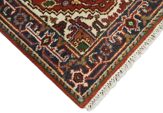 Red and Blue Heriz Serapi 8 Feet Runner Handmade with wool | CP35298