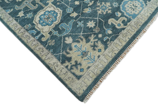 Vintage Antique Hand knotted Oushak Blue and Camel Wool Area Rug, 5x8, 6x9, 8x10, 9x12 and 10x14, Living Room Rug | CP8