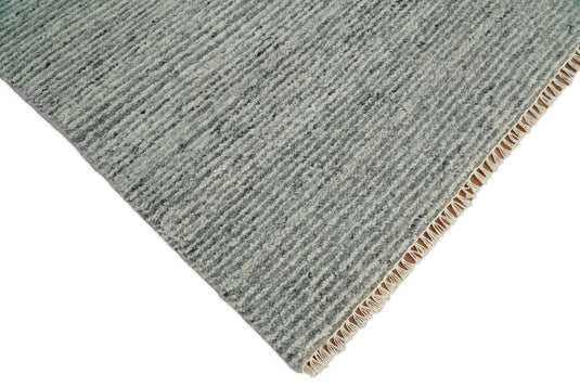 Shaded Gray and Silver Striped Hand Knotted 8x10 Rug Made with Fine Wool |CP77810