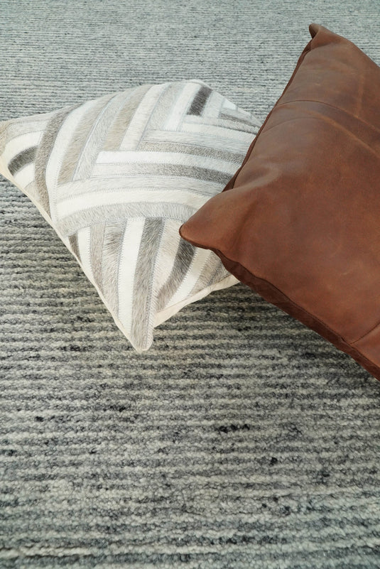 Shaded Gray and Silver Striped Hand Knotted 8x10 Rug Made with Fine Wool |CP77810