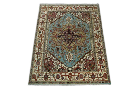 9x12 Large Hand Knotted Antique Blue and Ivory Traditional Persian Area Rug | CP46912