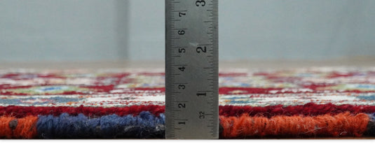 Red and Ivory Wool Hand Knotted 2x3 traditional Persian Vintage Antique Southwestern Kazak, Hallway, Bedside Rug