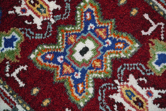 Red and Ivory Wool Hand Knotted 2x3 traditional Persian Vintage Antique Southwestern Kazak, Hallway, Bedside Rug