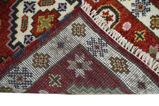 Red and Ivory Wool Hand Knotted 2x3 traditional Persian Vintage Antique Southwestern Kazak, Hallway, Bedside Rug |CP18323