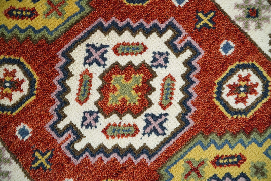 Red and Ivory Wool Hand Knotted 2x3 traditional Persian Vintage Antique Southwestern Kazak, Hallway, Bedside Rug |CP18323