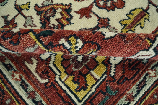 5x8, 6x9, 8x10, 9x12 and 10x14 Red and Ivory Hand Knotted Antique Turkish Large Traditional Vintage Wool Rug, Living Room Rug | CP89S