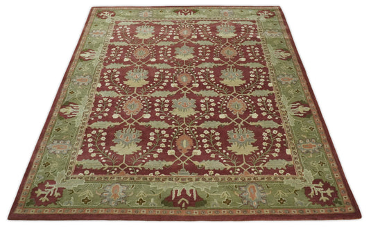 Handmade Persian Design Maroon and Green 5x8, 6x9, 8x10 and 9x12 made with fine wool Area Rug | CP150