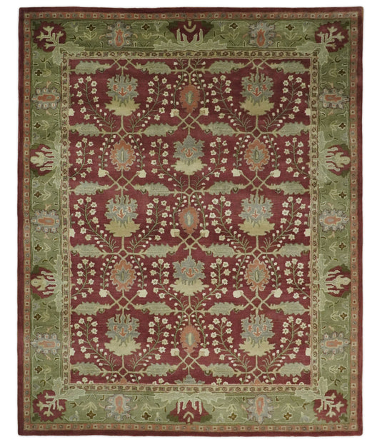 Handmade Persian Design Maroon and Green 5x8, 6x9, 8x10 and 9x12 made with fine wool Area Rug | CP150