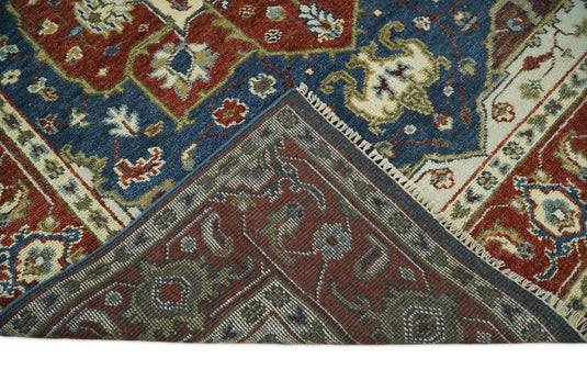 8x10 Blue and Rust Traditional Hand Knotted Rug, Living Room, Bedroom and Dinning Rug | CP165810