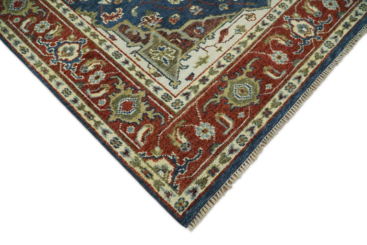 8x10 Blue and Rust Traditional Hand Knotted Rug, Living Room, Bedroom and Dinning Rug | CP165810